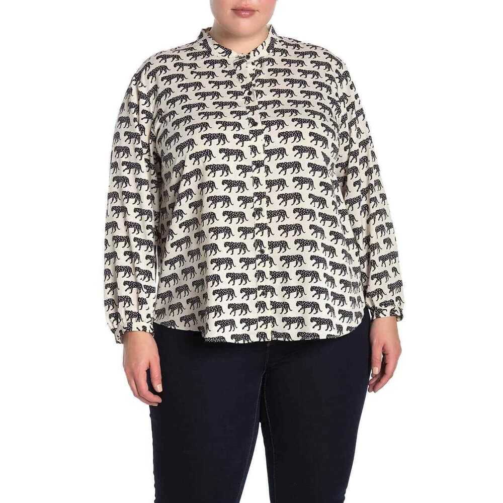 Rachel Roy Nile Animal Print Blouse Plus Size 0X NWT